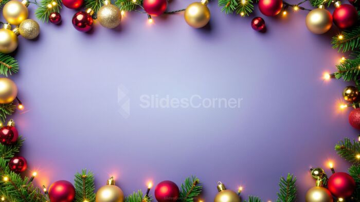 Purple Christmas Background with Lights and Christmas Decorations Purple Christmas Background with Lights and Christmas Decorations