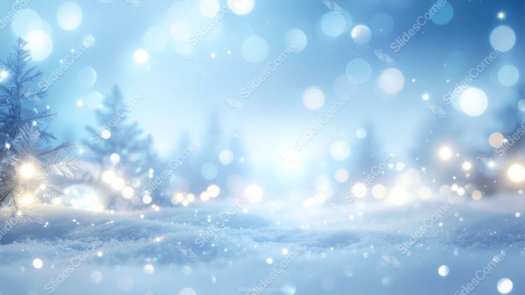 Winter Background with Snow, Snowflakes, Trees and Sparkling Bokeh Lights Winter Background with Snow, Snowflakes, Trees and Sparkling Bokeh Lights