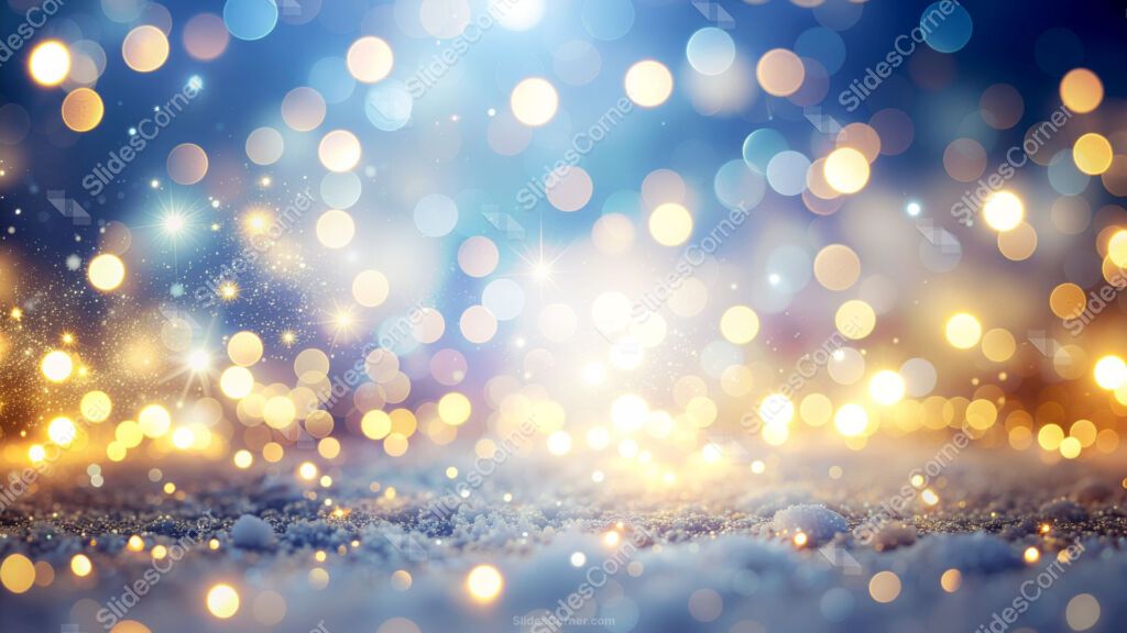 Winter Background with Snow and Twinkling Golden Lights Winter Background with Snow and Twinkling Golden Lights