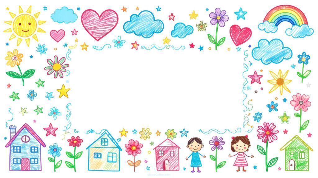 Aesthetic Back to School Background for Slides with Children’s Drawings