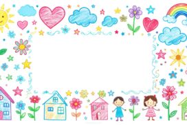 Aesthetic Back to School Background for Slides with Children’s Drawings
