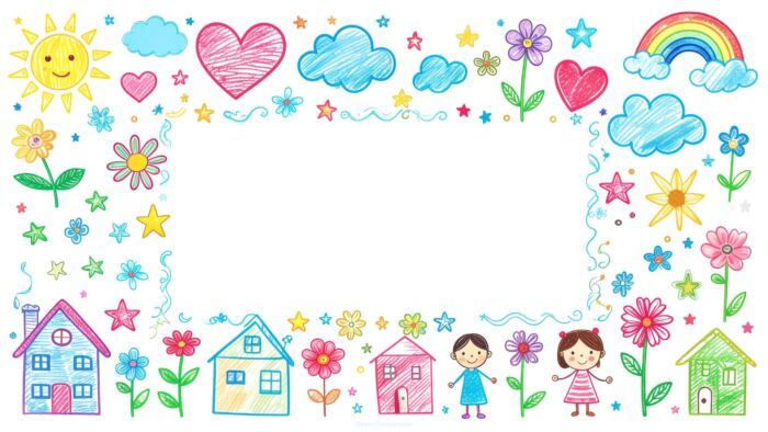 Aesthetic Back to School Background for Slides with Children’s Drawings