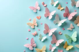 Cute PowerPoint Background Light Blue with Butterflies for Slides
