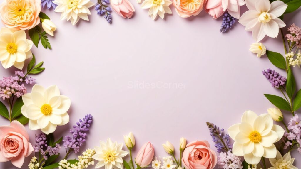 Cute Powerpoint Background for Presentation Slides with Flowers Border Cute Powerpoint Background for Presentation Slides with Flowers Border