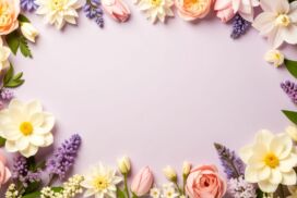 Cute Powerpoint Background for Presentation Slides with Flowers Border