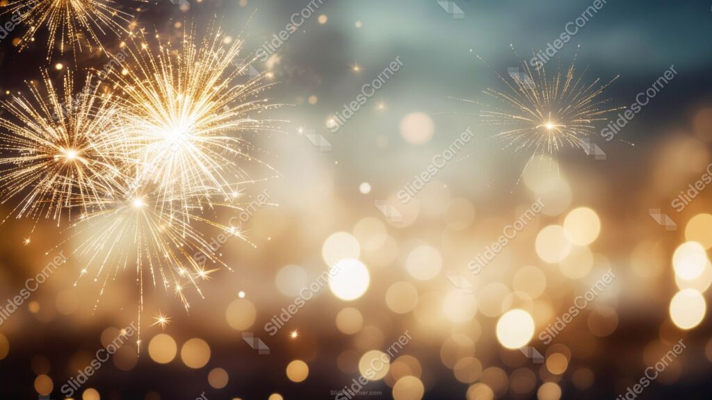 New Year’s Background for PPT or Wallpaper with Festive Fireworks New Year’s Background for PPT or Wallpaper with Festive Fireworks