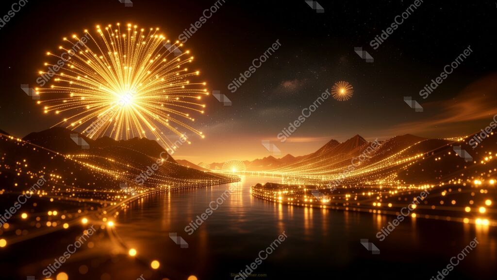 New Year’s Background with Night Sky and Stunning Fireworks New Year’s Background with Night Sky and Stunning Fireworks