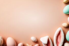 Orange Easter Background for PPT with Fluffy Bunny Ears