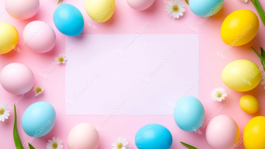 Pink Easter PowerPoint Background with Colorful Eggs Pink Easter PowerPoint Background with Colorful Eggs