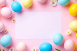 Pink Easter PowerPoint Background with Colorful Eggs