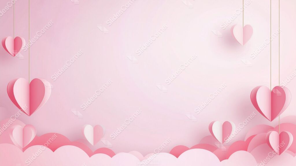 Pink Valentine’s Day Background for PPT with Hanging Paper Hearts Pink Valentine’s Day Background for PPT with Hanging Paper Hearts