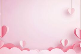 Pink Valentine’s Day Background for PPT with Hanging Paper Hearts