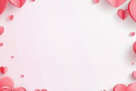 Pink Valentine’s Day Background for PowerPoint with Paper Hearts