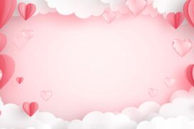 Valentine’s Day Background for PPT with Crystal and Paper Hearts