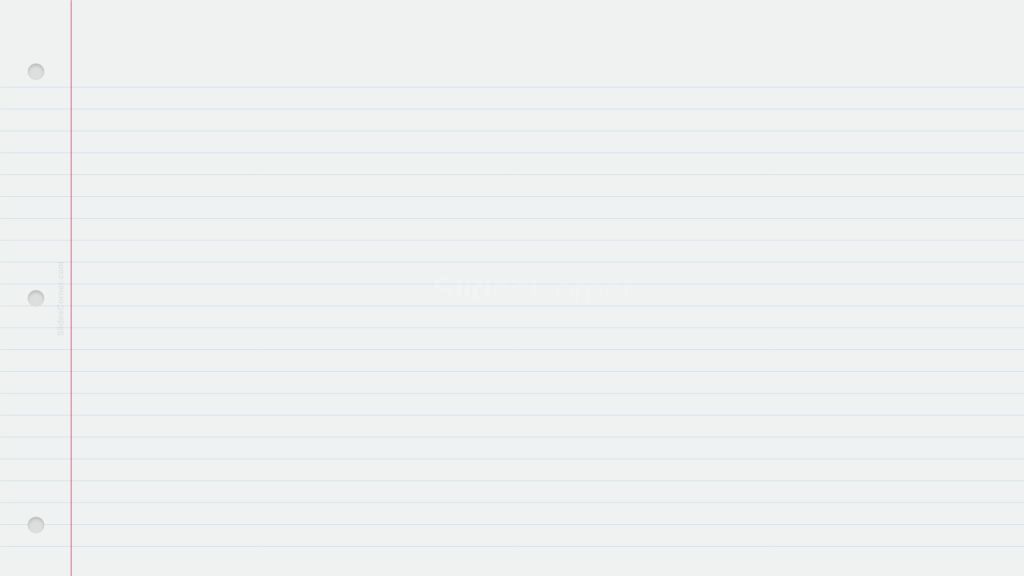 White Lined Paper Sheet Background with Red Margin for PowerPoint