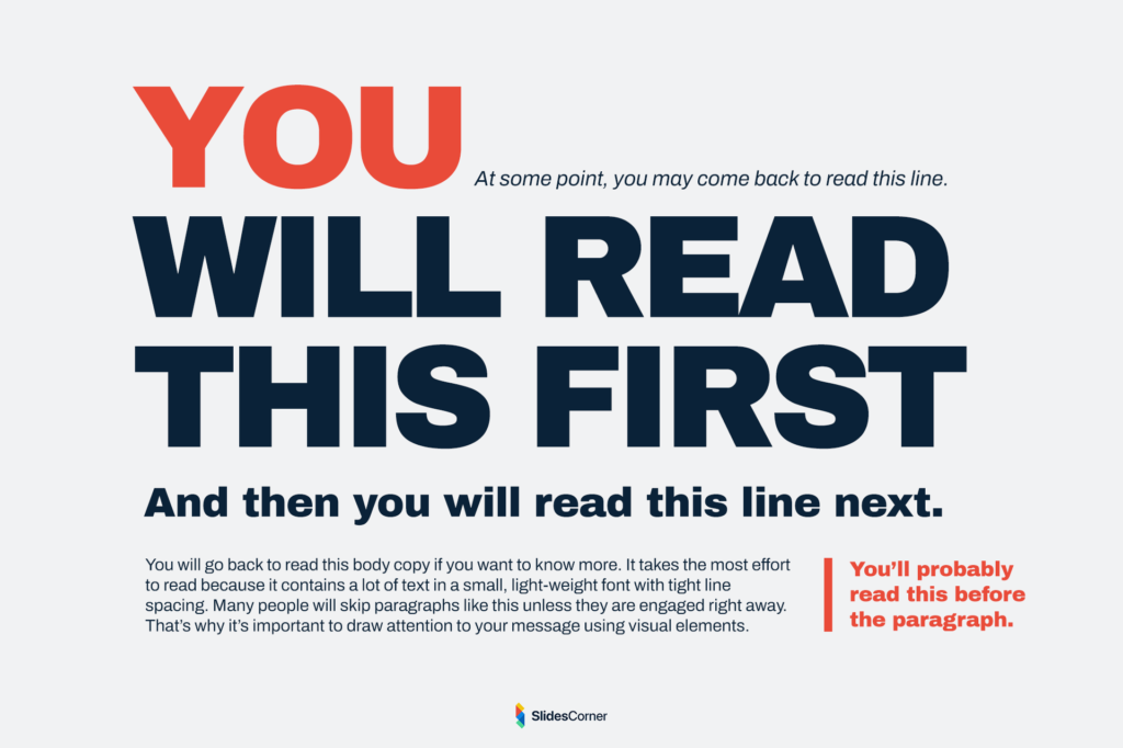 Hierarchical text graphic-design ux ui slides