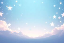 Baby Blue Stars PPT Background with Clouds