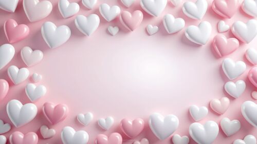 Cute Valentine’s Background with Frame of Pink Hearts Cute Valentine’s Background with Frame of Pink Hearts