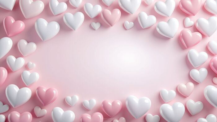 Cute Valentine’s Background with Frame of Pink Hearts