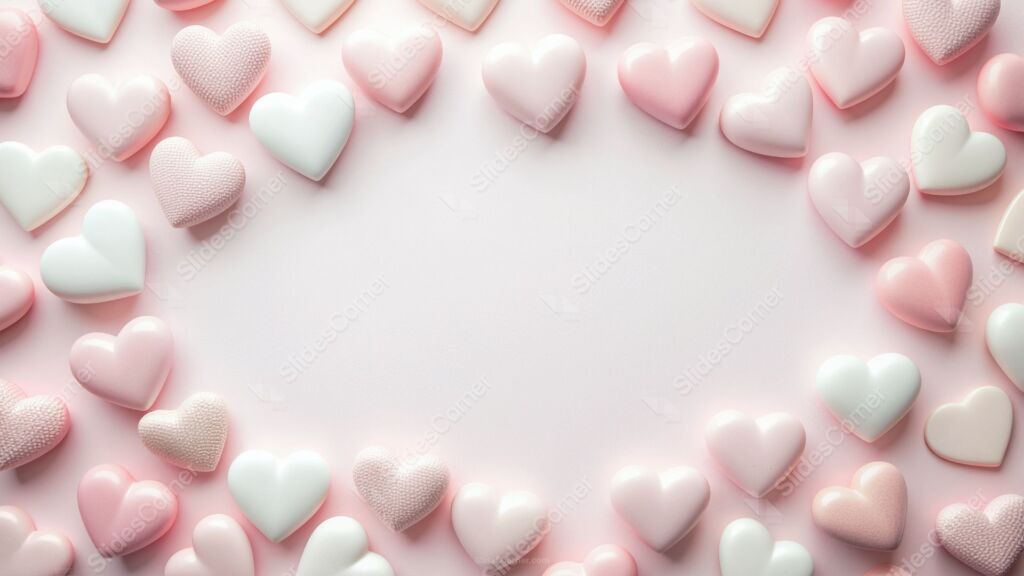 Cute Valentine’s Background with Shiny Frame of Pink Hearts Cute Valentine’s Background with Shiny Frame of Pink Hearts