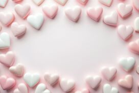 Cute Valentine’s Background with Shiny Frame of Pink Hearts