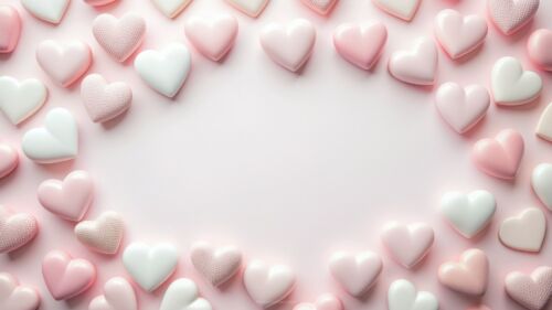 Cute Valentine’s Background with Shiny Frame of Pink Hearts
