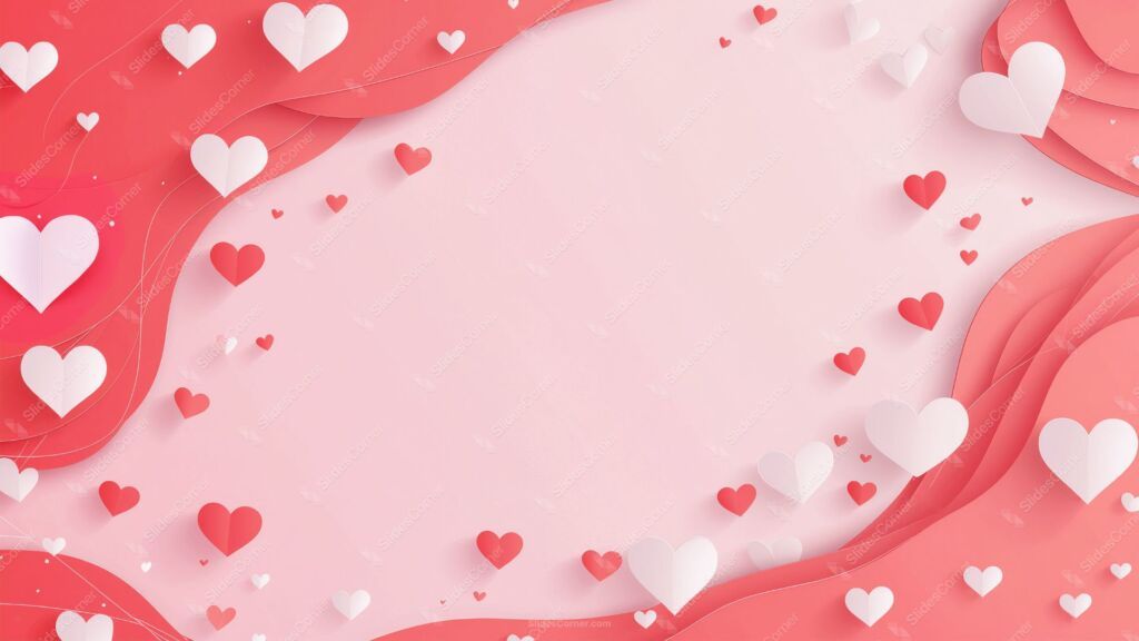 Valentine's Day Background with Layered Paper Hearts - SlidesCorner