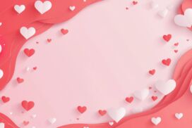 Valentine’s Day Background with Layered Paper Hearts