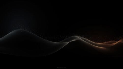Black Solid Background (Background Hitam Polos) with Golden Waves and Particles – Free Download