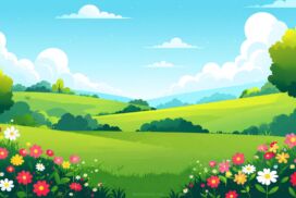 Cartoon Background with Flowers Free HD for PowerPoint, Google Slides and Wallpaper
