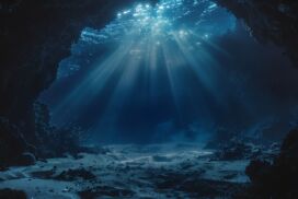 Deep Blue Water Background for Slides with Underwater Seabed View
