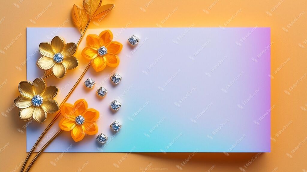 Floral Background for PowerPoint with Orange and Gold Flowers and Diamonds Floral Background for PowerPoint with Orange and Gold Flowers and Diamonds