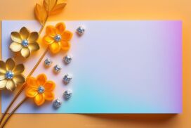 Floral Background for PowerPoint with Orange and Gold Flowers and Diamonds
