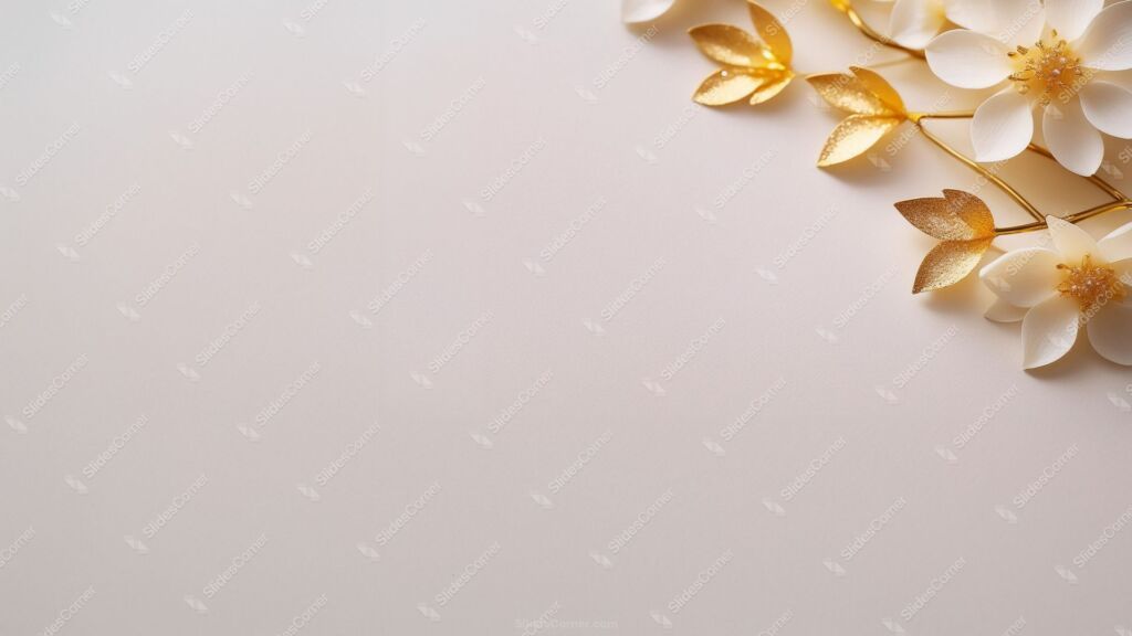 Flowers Background for PowerPoint with Cream and Gold Bouquet – Free HD Download