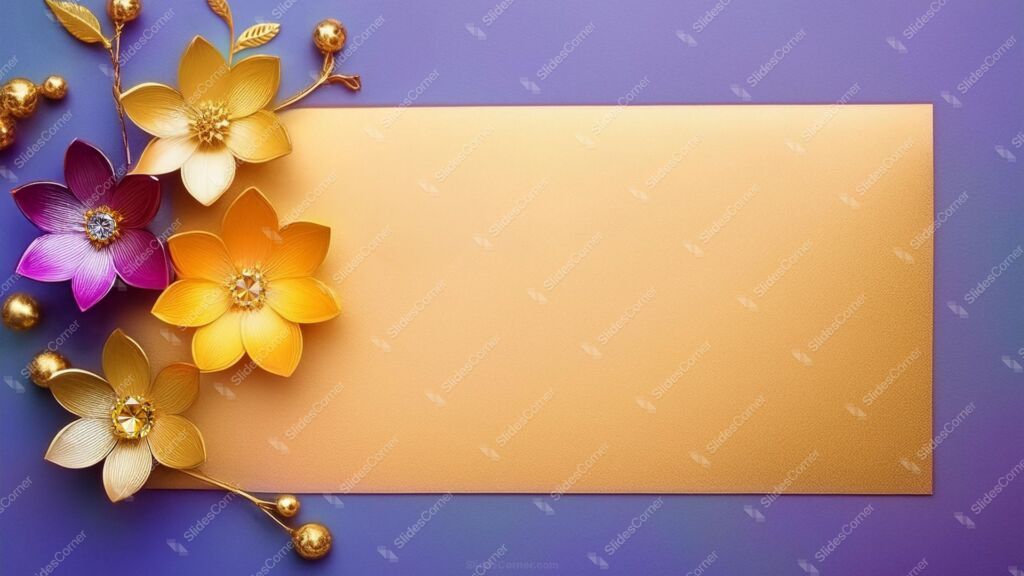 Flowers PPT Background Purple and Gold Free Download Flowers PPT Background Purple and Gold Free Download