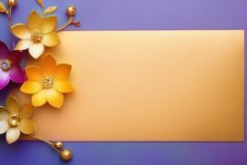 Flowers PPT Background Purple and Gold Free Download