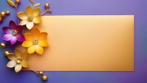 Flowers PPT Background Purple and Gold Free Download