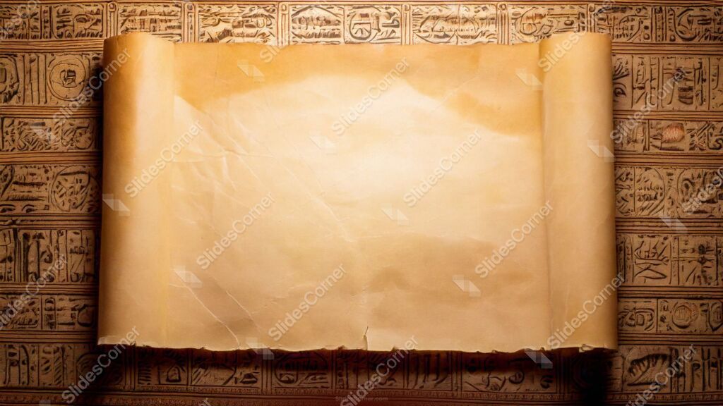History Background with Ancient Paper Scroll on Hieroglyphics