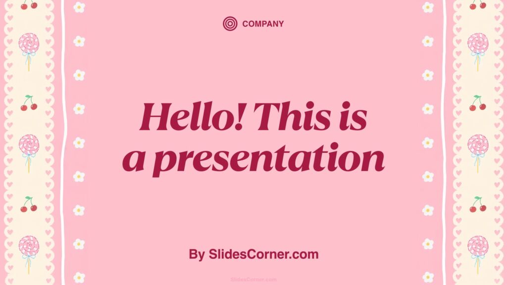 Kawaii Seamless Pattern PPT Background with Cherry, Hearts, and Pastel Colors - Free Download on SlidesCorner.com - Cover Slide Presentation Demo