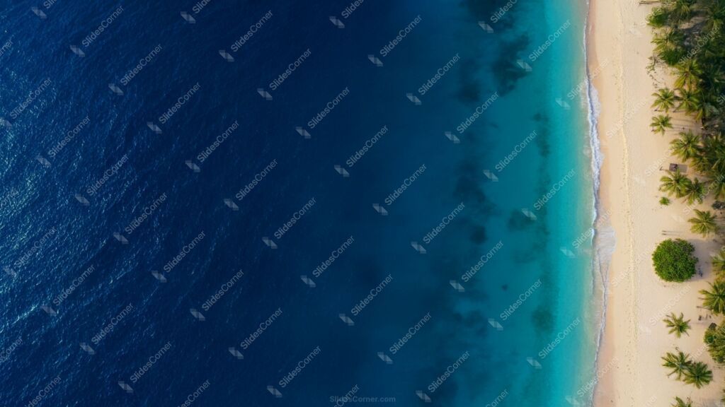 Water Background for Slides with Blue Ocean and Beach – Free HD Presentation Background