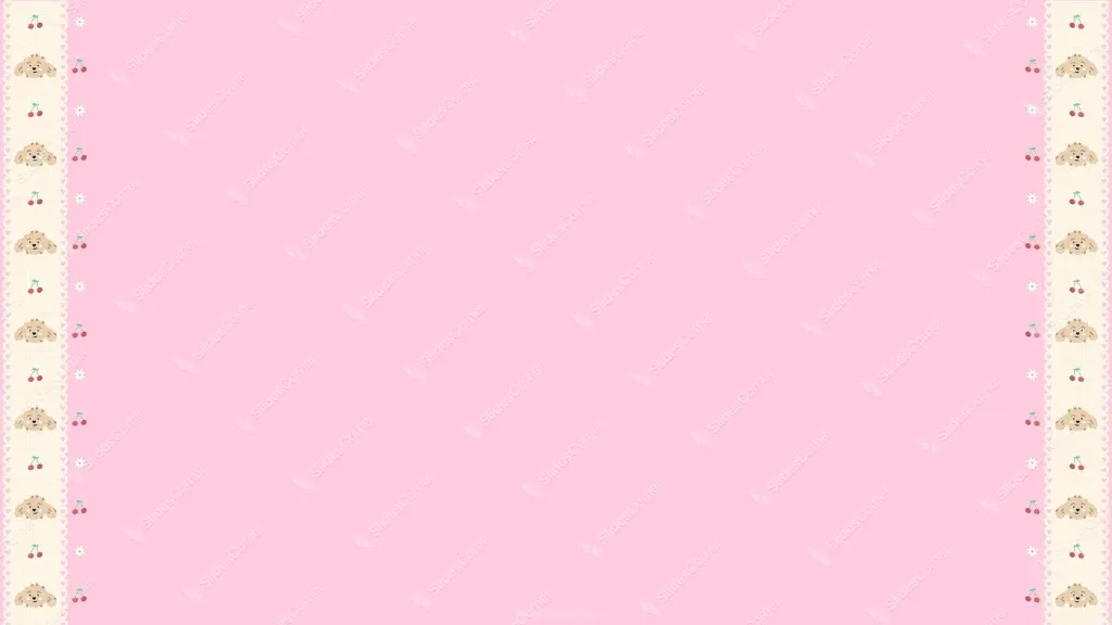 Kawaii Seamless Background with Cute Dogs, Hearts and Cherries for PowerPoint and Google Slides