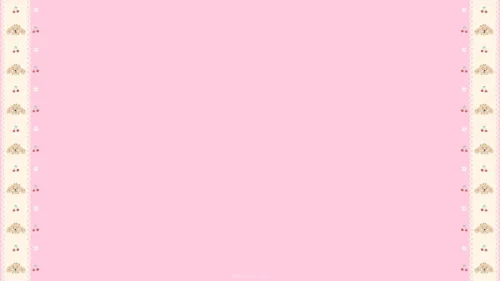 Kawaii seamless background with cute puppy faces, hearts and cherries in pastel pink for PowerPoint and Google Slides presentations