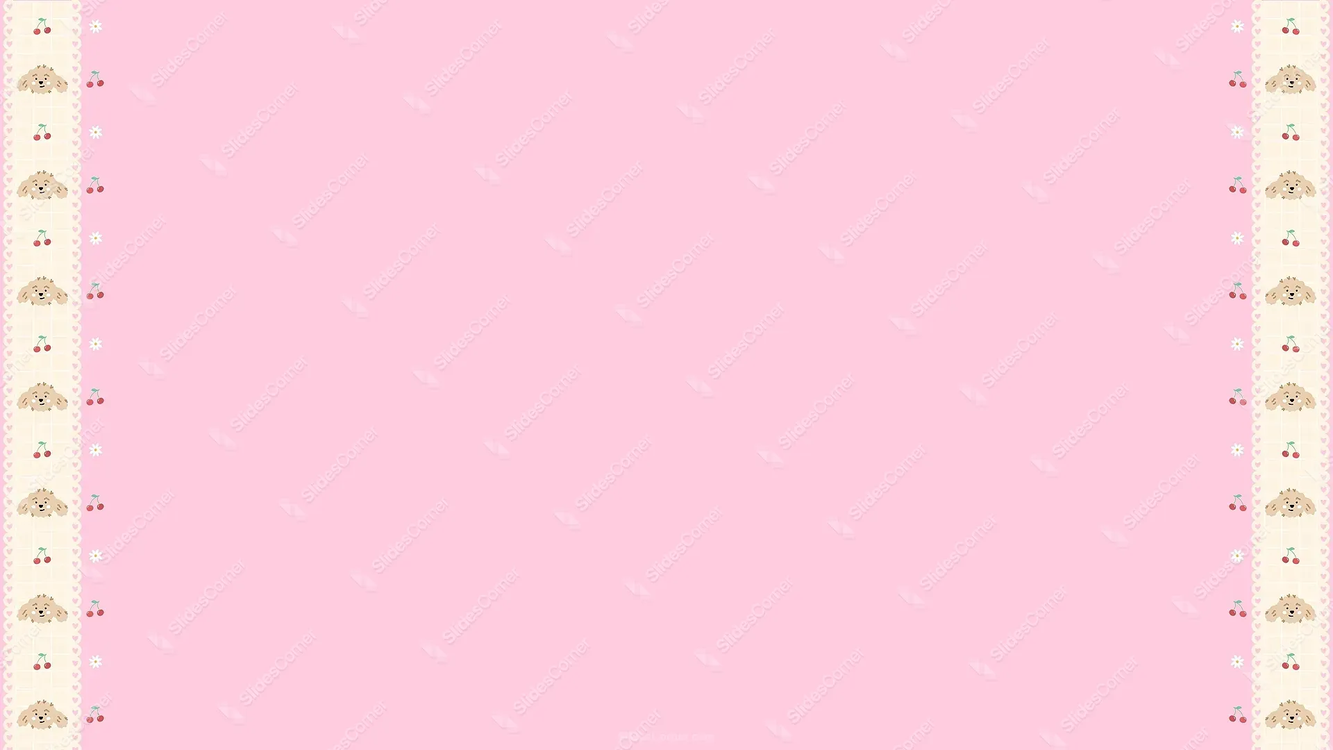 Kawaii Seamless Background with Cute Dogs, Hearts and Cherries for PowerPoint and Google Slides