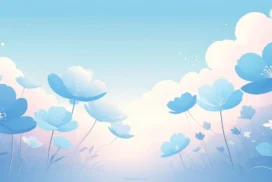 Free Light Blue PPT Background with Pastel Flowers for PowerPoint & Google Slides