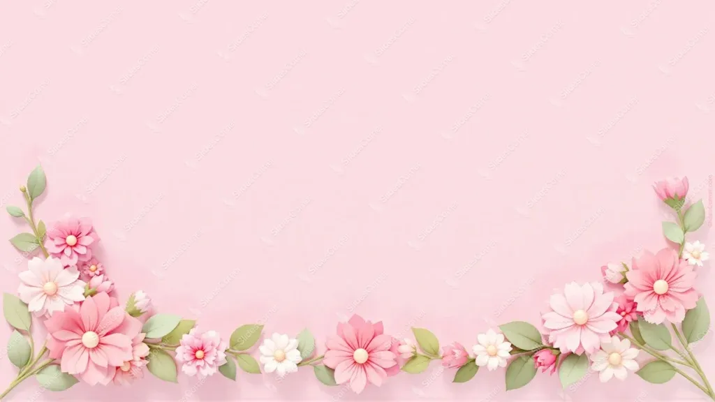 Pink Border PowerPoint Background with Flowers – Free Download