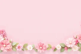 Pink Border PowerPoint Background with Flowers – Free Download
