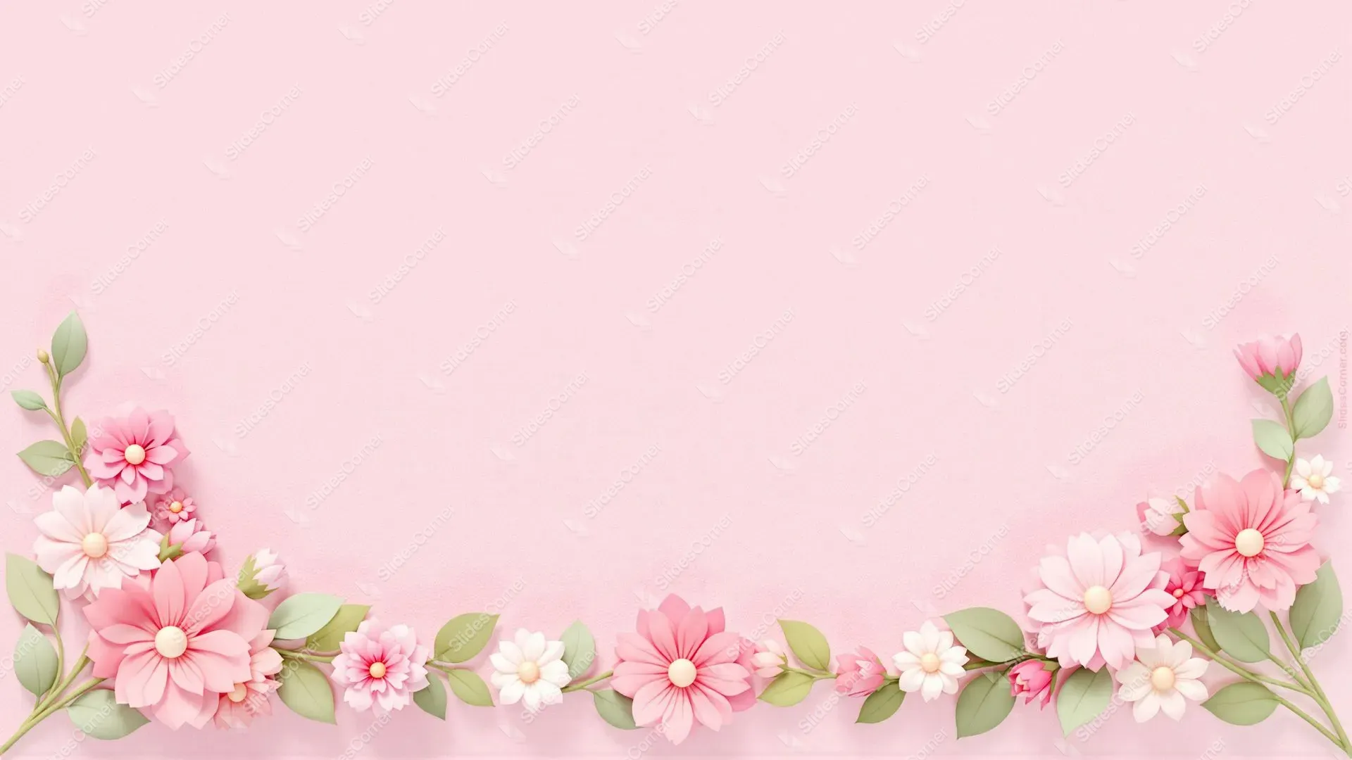Pink Border PowerPoint Background with Flowers – Free Download