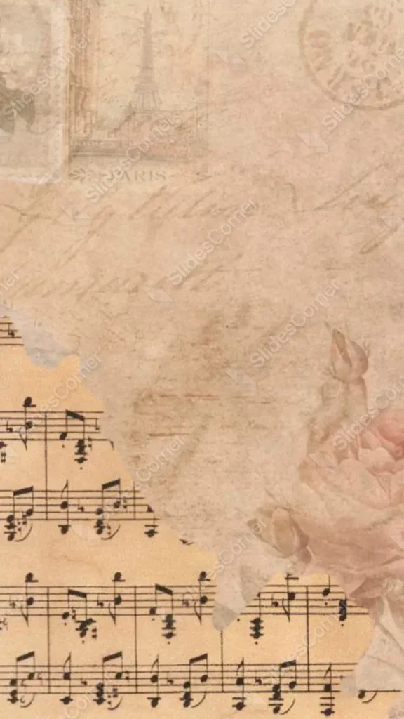 Antique Sepia Phone Wallpaper with Vintage Music Notes – Free Download