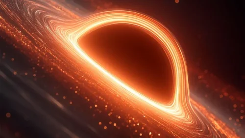 Black hole with orange accretion disk, deep space abstract phone wallpaper, 1080x1920 free download
