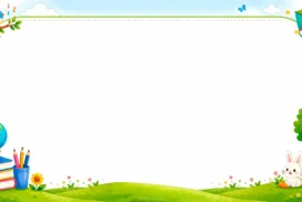 Creative PPT Background for Kids with Green Pencil Border